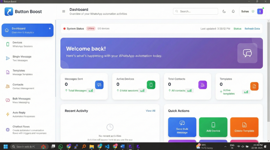 Button Boost Sender Dashboard